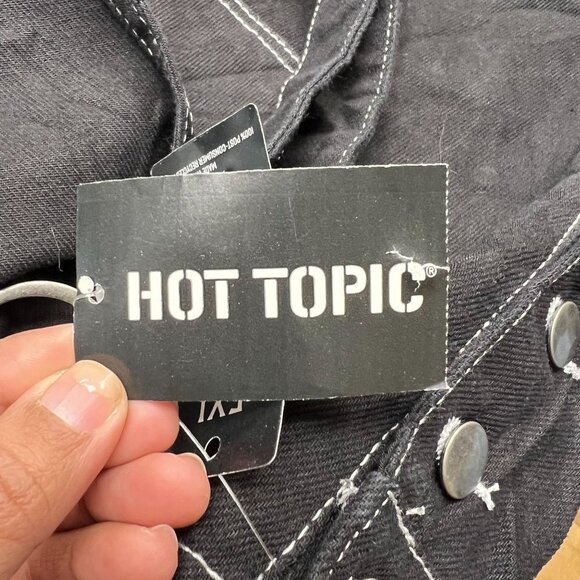 New HT Denim Shortalls Black Denim Bib Overalls SZ XL - Picture 11 of 12